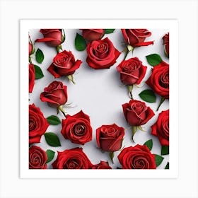 Red Roses In A Circle 3 Art Print