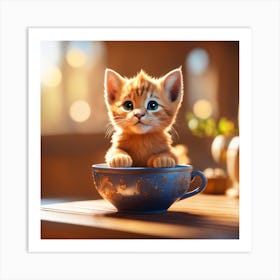 Cute Kitten In A Teacup Art Print