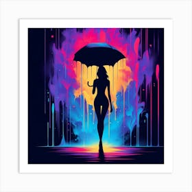 Girl With Umbrella Art Print