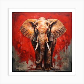 Elephant In Red Art Print