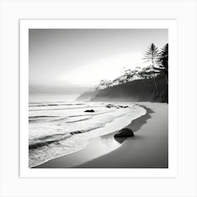 Black And White Beach Art Print