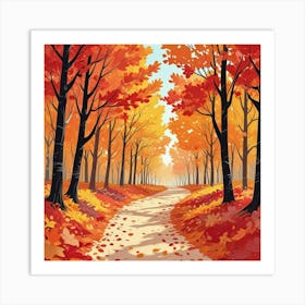 Whimsical Fall In Forest Road Art Print (2) Art Print