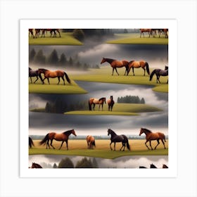 Horses In A Field 22 Art Print