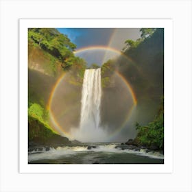 Rainbow Over Waterfall paintings art print Art Print