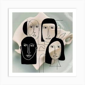 Abstract Faces Art, men and women Art Print