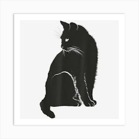 Minimalist Cute Black Cat Owner Feline Art Kitten Lover 1 Art Print