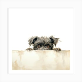 Little Dog Peeking Over The Wall Art Print