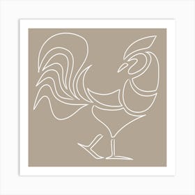 Taupe Rooster Art Print