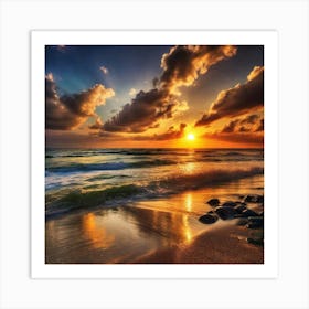 Sunset On The Beach 228 Art Print