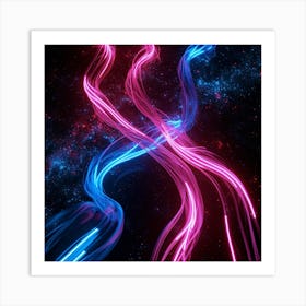 Neon Lines In Space Art Print