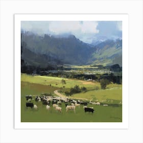 Herds In The Valley Art Print