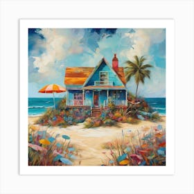 Blue Beach House Art Print