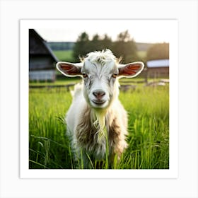 Grass Green Goat Farm Mammal Milk Farming Animal Meadow Head Canino No People Pasture S Art Print