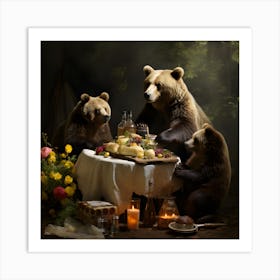 Grizzly Bears Picnic (Old Master) Art Print