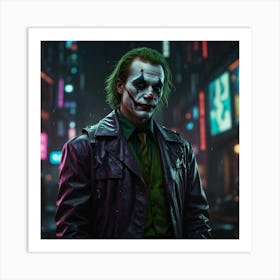 Joker In A Cyberpunk World With Futuristic Elements 1 Art Print