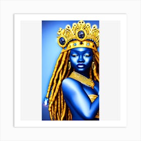 Blue African Woman Art Print