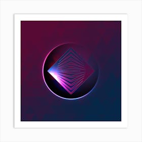 Geometric Neon Glyph on Jewel Tone Triangle Pattern 148 Art Print