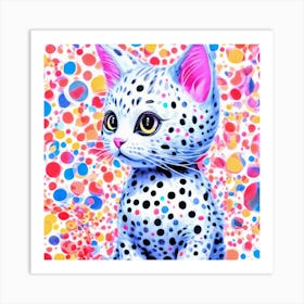 Polka Dots cat Art Print