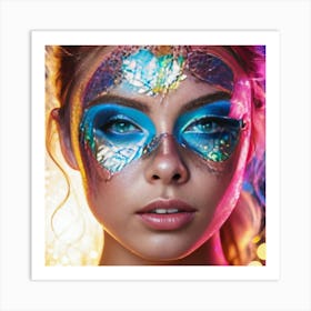 Girl With Colorful Makeup Art Print
