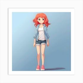 Anime Girl With Red Hair 2 Art Print