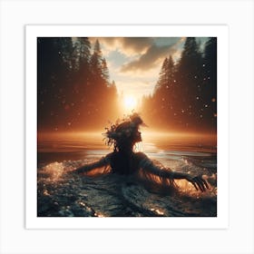 Portrait Of A Woman In The Water Art Print