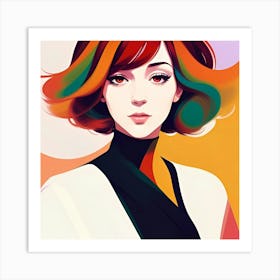 Girl With Colorful Hair Art Print