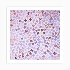 Purple abstract square shapes watercolor hand painted pattern floral flowers pink magenta modern contemporary maximalist maximalism Art Print