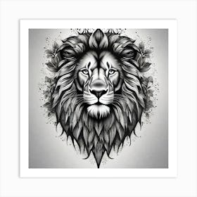 Lion Head Tattoo 4 Art Print