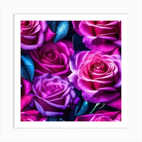 Pink Roses Wallpaper 1 Art Print