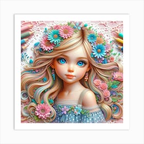 Girl With Flowers 10 Art Print