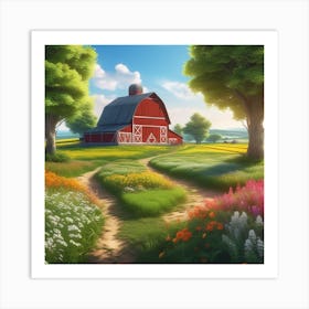 Red Barn In The Countryside 11 Art Print