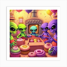 Aliens In The Kitchen Art Print