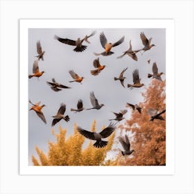 Pigeons In Flight Art Print