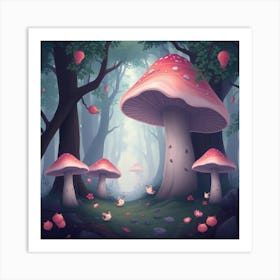 Mushrooms In The Forest 17 Art Print