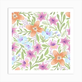 Watercolor Floral Pattern Art Print