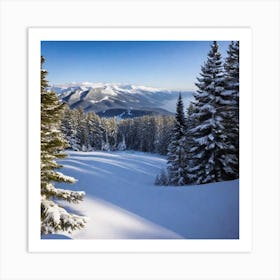 Snowy Mountain Scene Art Print