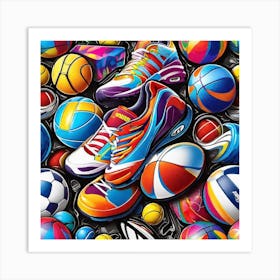 Colorful Sports Balls Art Print