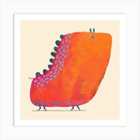 Red Dinosaur With Happy Face Art Print