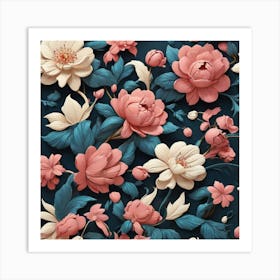 Aesthetic style, flower pattern 1 Art Print