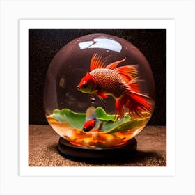 Betta Fish In A Glass Bowl Art Print