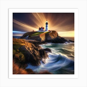 Lighthouse At Sunset 13 Art Print