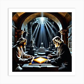 Jesus Playing Chess Art Print