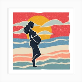 Pregnant Woman At Sunset Affiche