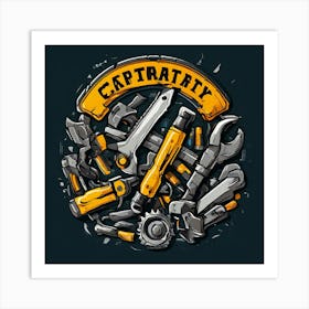 Logo Vector Tools Wrench Hammer Screwdriver Saw Pliers Drill Gear Nuts Bolts Spanner Ch (12) Art Print