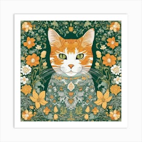 william morris Cat In A Garden Art Print