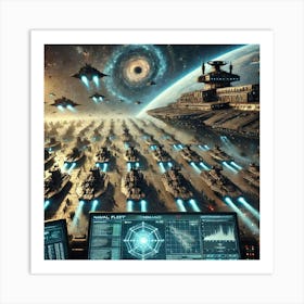 A Powerful Scene Representing The Naval Fleet Comm Converted Art Print