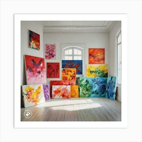 Colorful Room Full Of Paintings Art Print