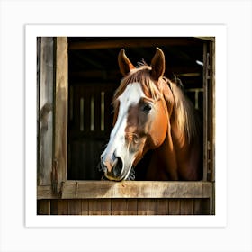 Head Purebred Equestrian Beauty Window Horse Shed Rural Farm Photo Horizontal Mare Hobby (4) Art Print