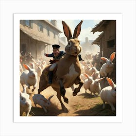 Rabbits In The City Art Print