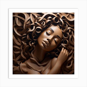 3d Rendering Of A Woman With Curls Art Print